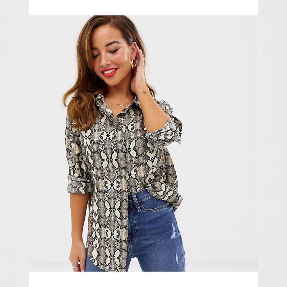 Brave Soul London Megan Snake Print Button Down - image 1
